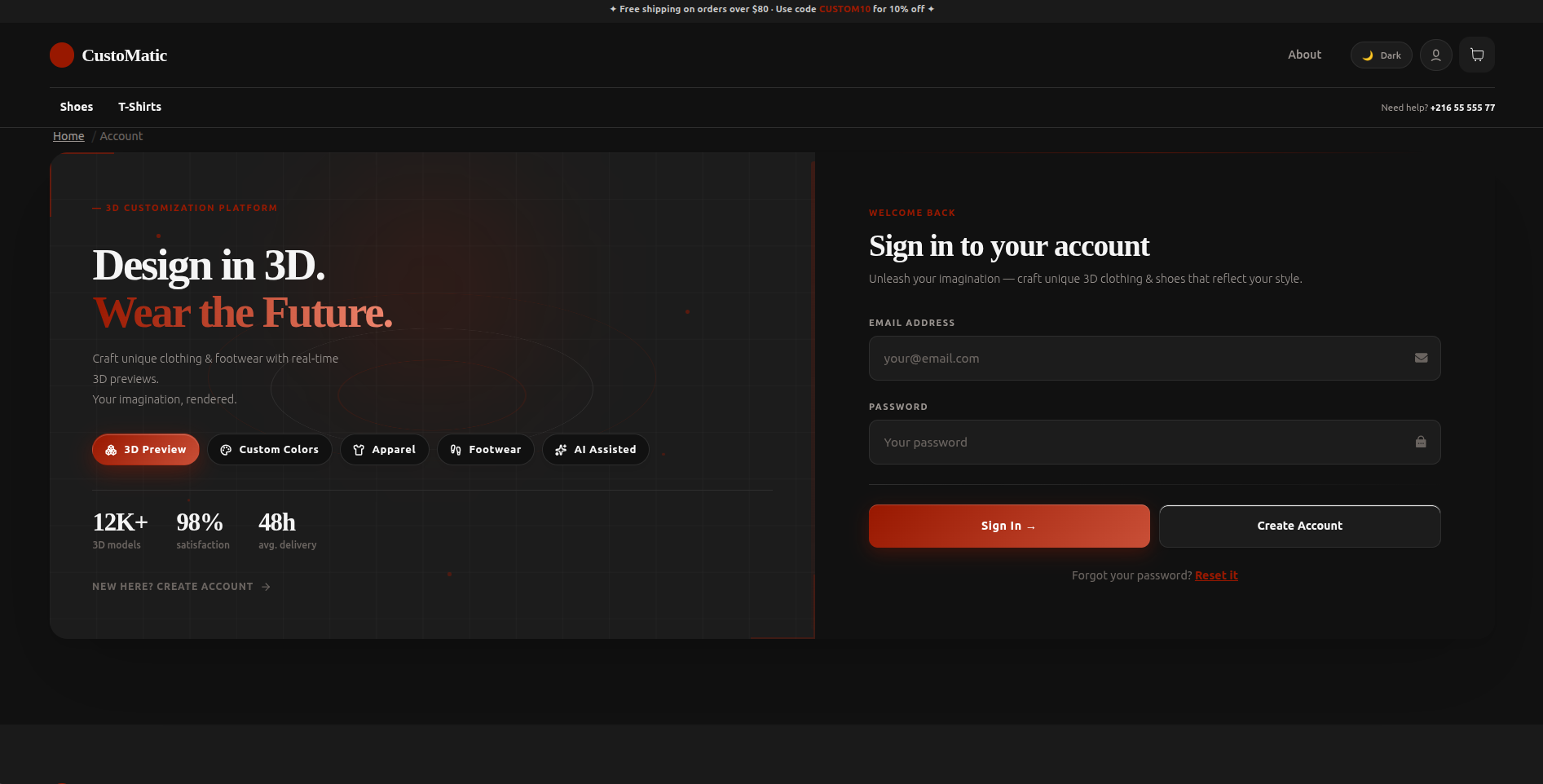Sign in page