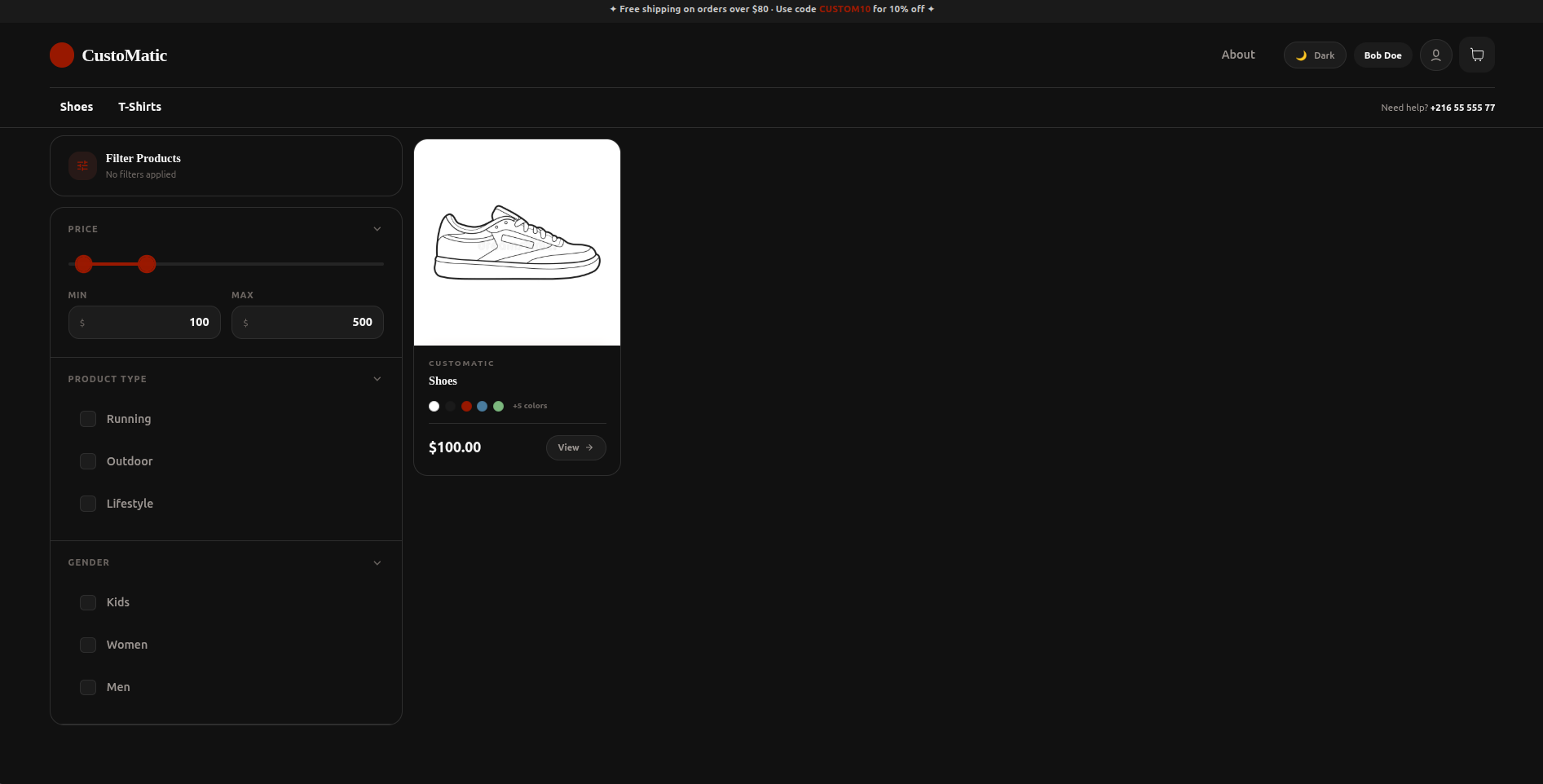 Product list and filters