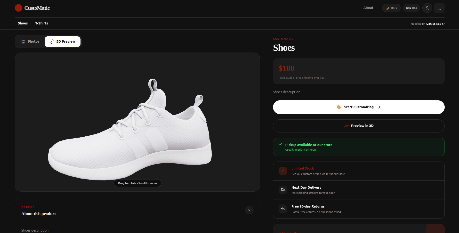 Product detail page